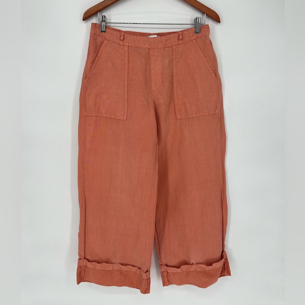 CALYPSO ST BARTH Linen Blend Wide Leg Pant Beach Coral Casual Bohemian Sz M